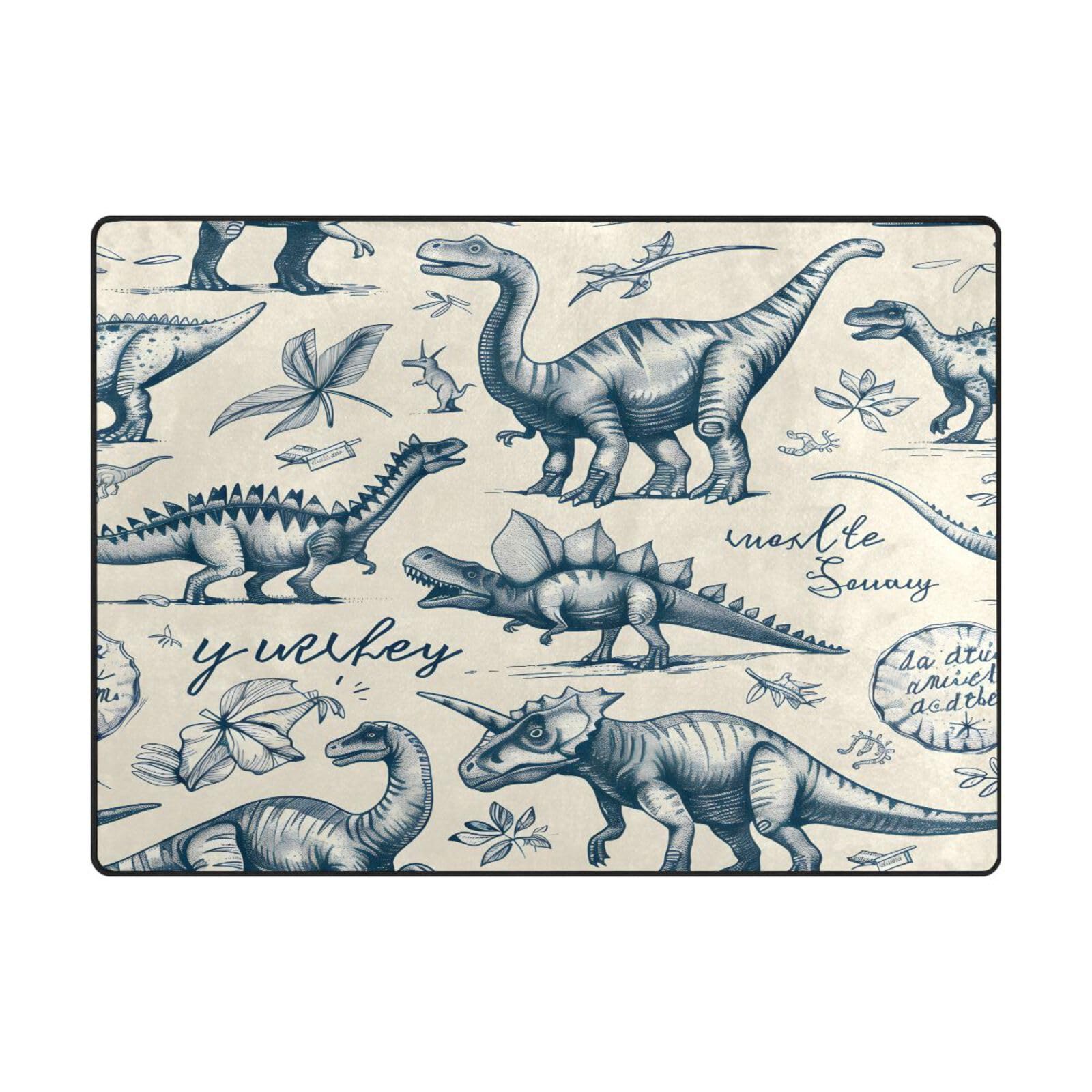 Tapis doux 203 x 147 cm dinosaures isolation thermique pour chambre enfant