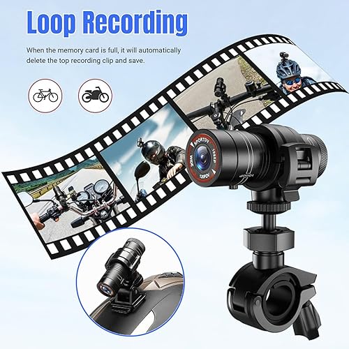 Miniatura 4 de Yunseity Cámara de acción, videocámara deportiva gran angular 1080P 120 con función de video y foto, videocámara de cámara de acción con soporte,