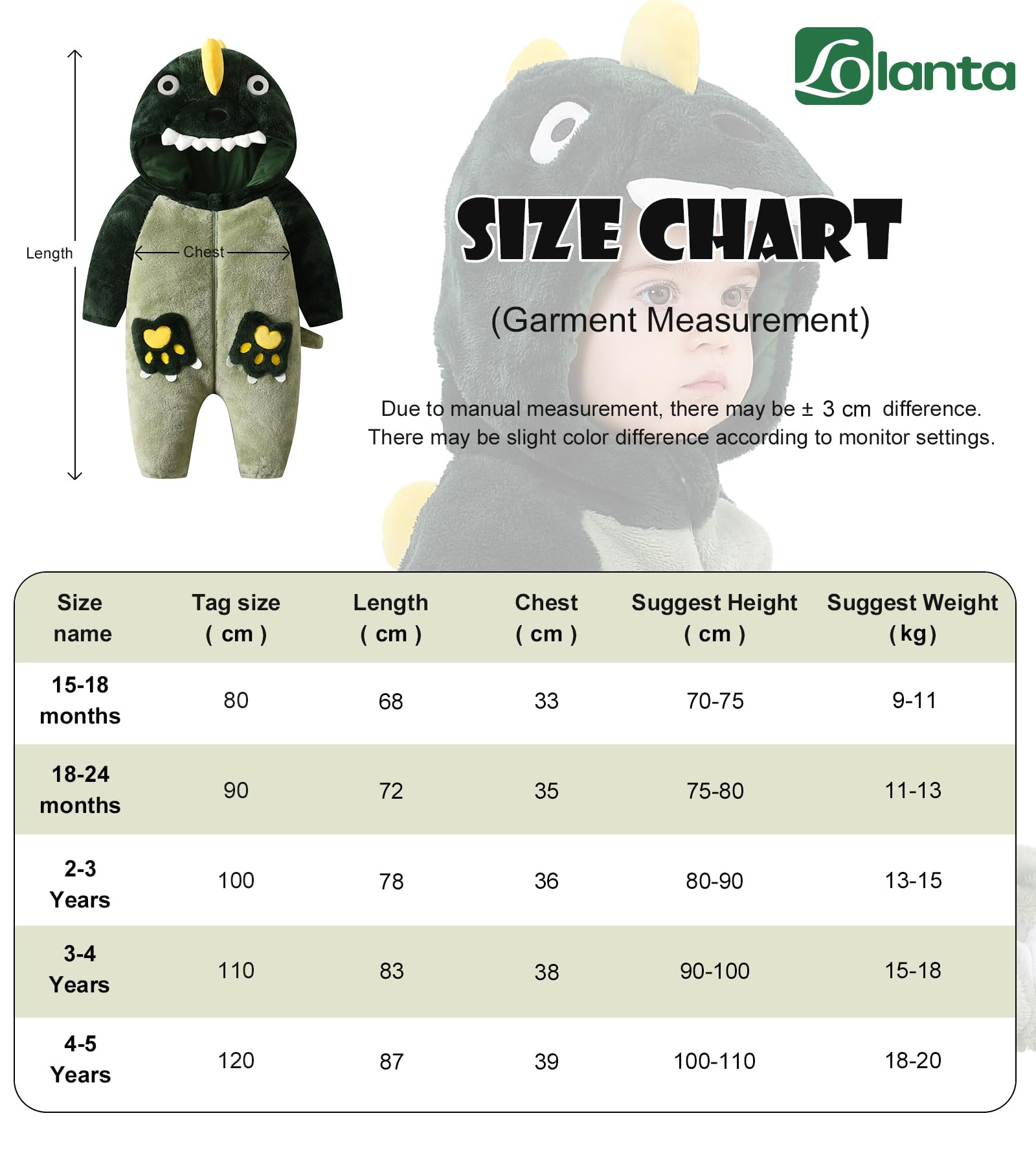 LOLANTA Costume Unisexe de Bébé Arc-en-ciel Licorne Dinosaure Dragon, Combinaison One Pièce en Peluche pour Enfant Chandail à Capuchon en Forme d'animal