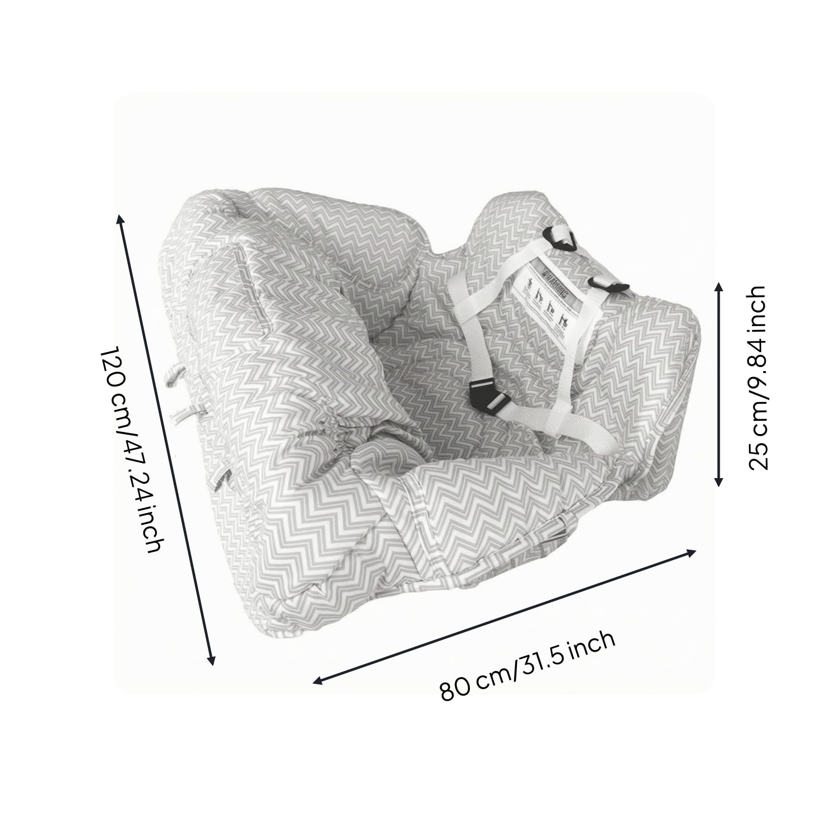 Child Cart Cushion Cuscino Carrello Bambini Coprisedile Passeggino Imbottitura Seggiolino con Chiusure Sicure E Cinghie, 120 80 Cm, Modello Standard Con Stampa Geometrica A Onde