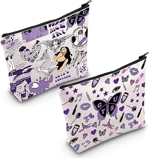 BDSHUNBF 2PCS Trousse per Trucchi, Makeup Bag, Borsa Cosmetica, Bolsa de Cosméticos, Borsa Trucco da Viaggio, Singer Music Album Zipper Pouch Bag