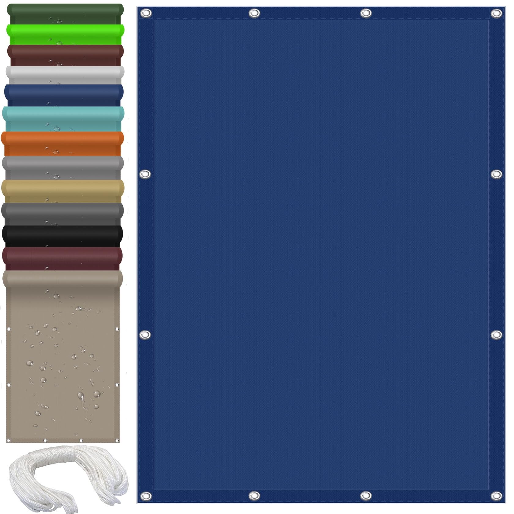 Voile d'ombrage rectangulaire imperméable 1.7x2.4m bleu foncé pour terrasse et jardin
