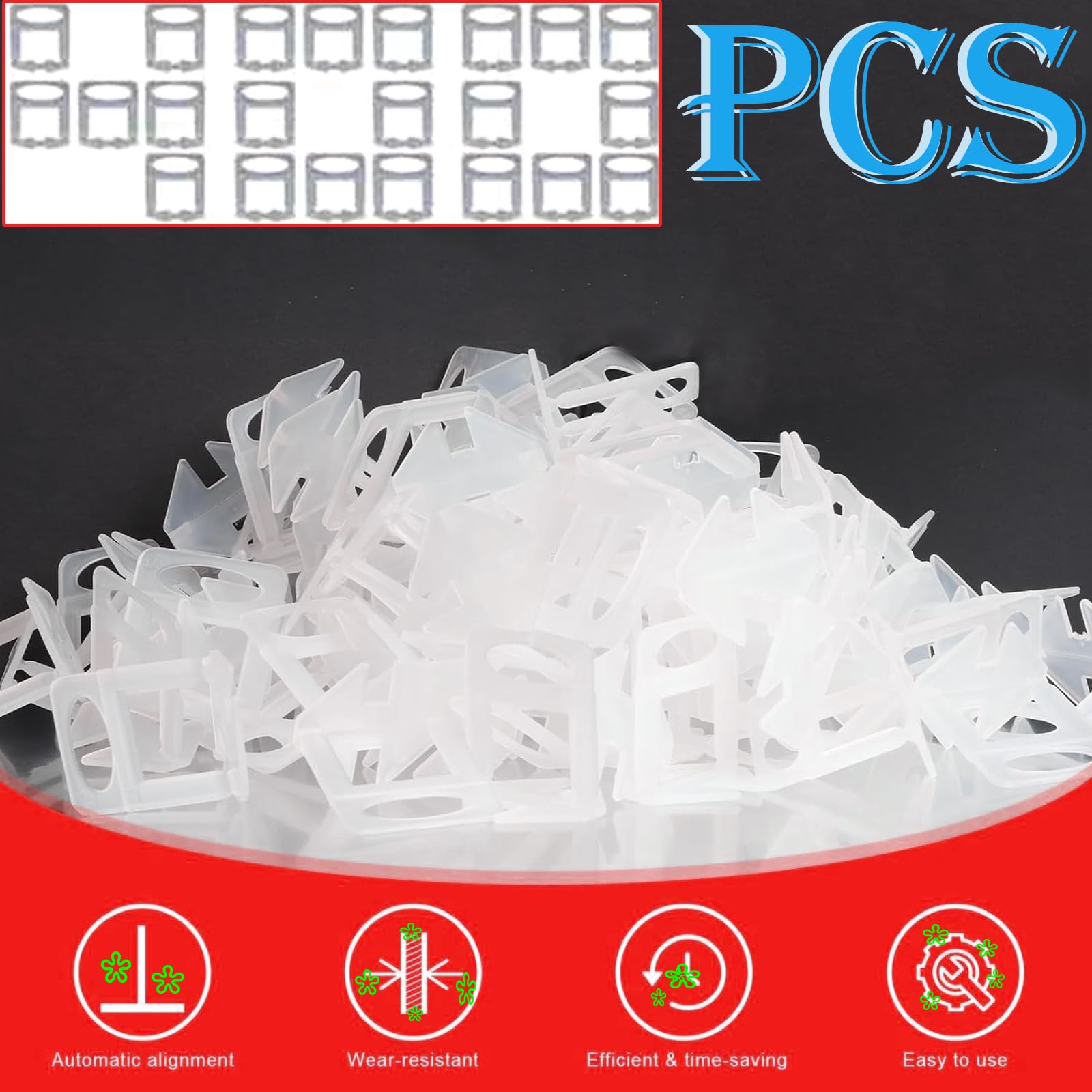 Set di 601 sistemi di livellamento per piastrelle, 3 mm – 400 linguette + 200 cunei + 1 pinza professionale – per piastrelle da parete/pavimenti, supporto per piastrelle con larghezza delle fughe