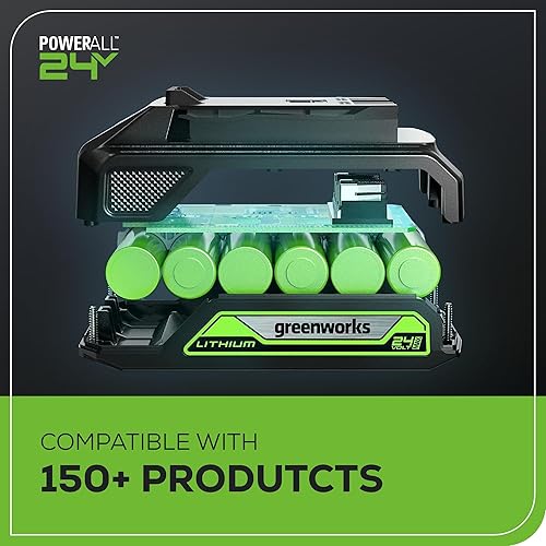Miniatura 13 de Greenworks Inflador de neumáticos inalámbrico de 24 V, compresor de aire portátil de 160 PSI, 2 fuentes de alimentación, apagado automático, para