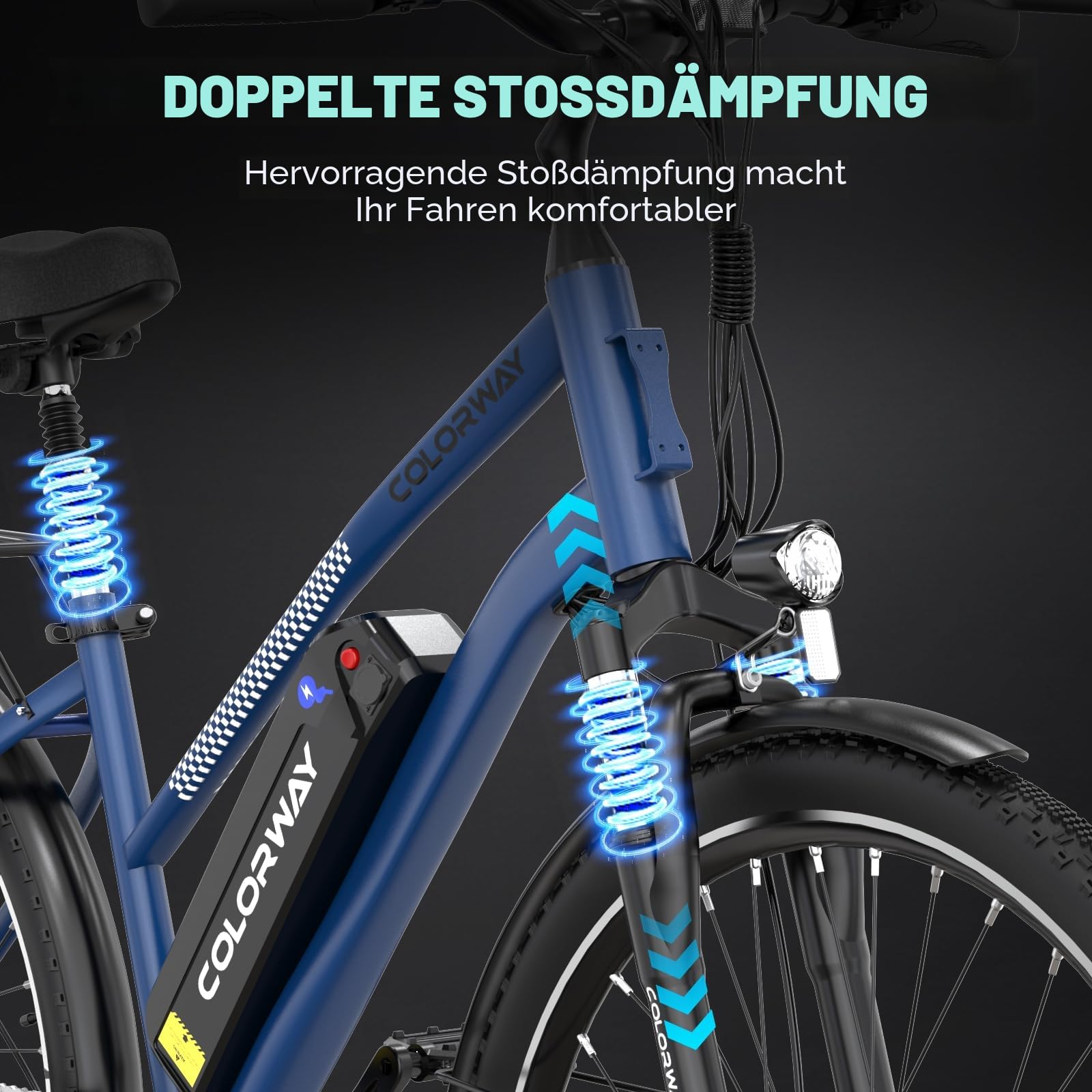 COLORWAY BK27 Elektrofahrrad, 28 Zoll EBike, 2 Fahrmodi Citybike mit 36V 15Ah Akku, mit Tretunterstützung, Pendlerfahrrad mit 250W Motor, EBike für Unisex Erwachsene Reichweite bis zu 45-100Km.