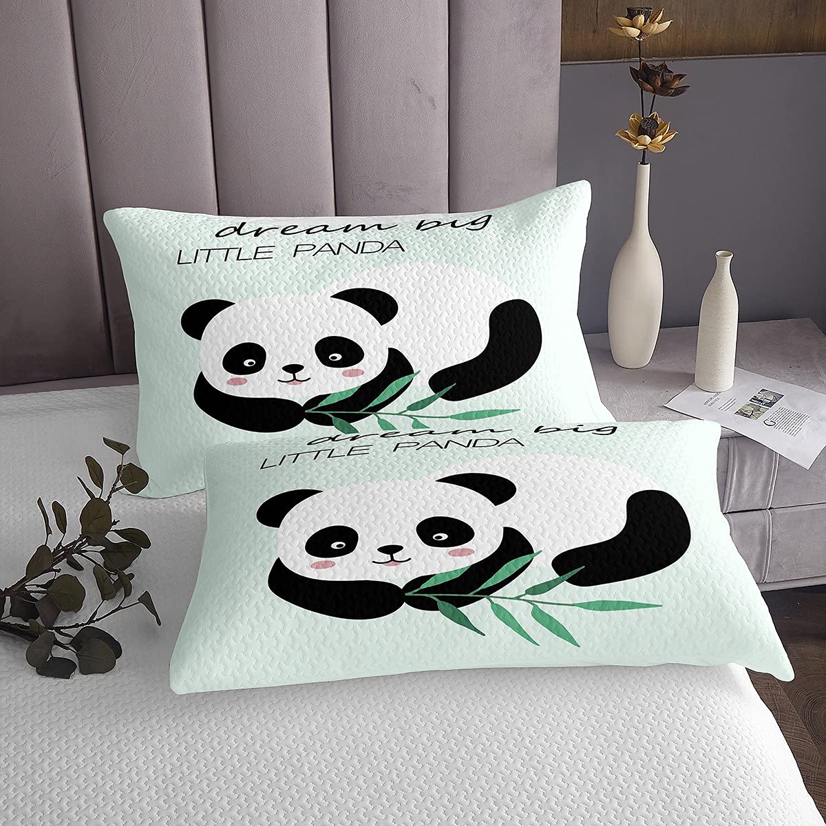 Copriletto trapuntato con panda in bambù con simpatici animali trapuntati per bambini ragazzi ragazze cartoni animati panda gigante orso camera da letto 2 pezzi misura singola cerniera170X230cm