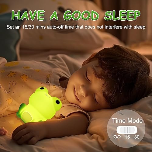 Miniatura 2 de Lampeez Luz nocturna de rana, regalos de rana linda, lámpara de silicona suave, luz nocturna LED, decoración de dormitorio como regalo de cumpleaños