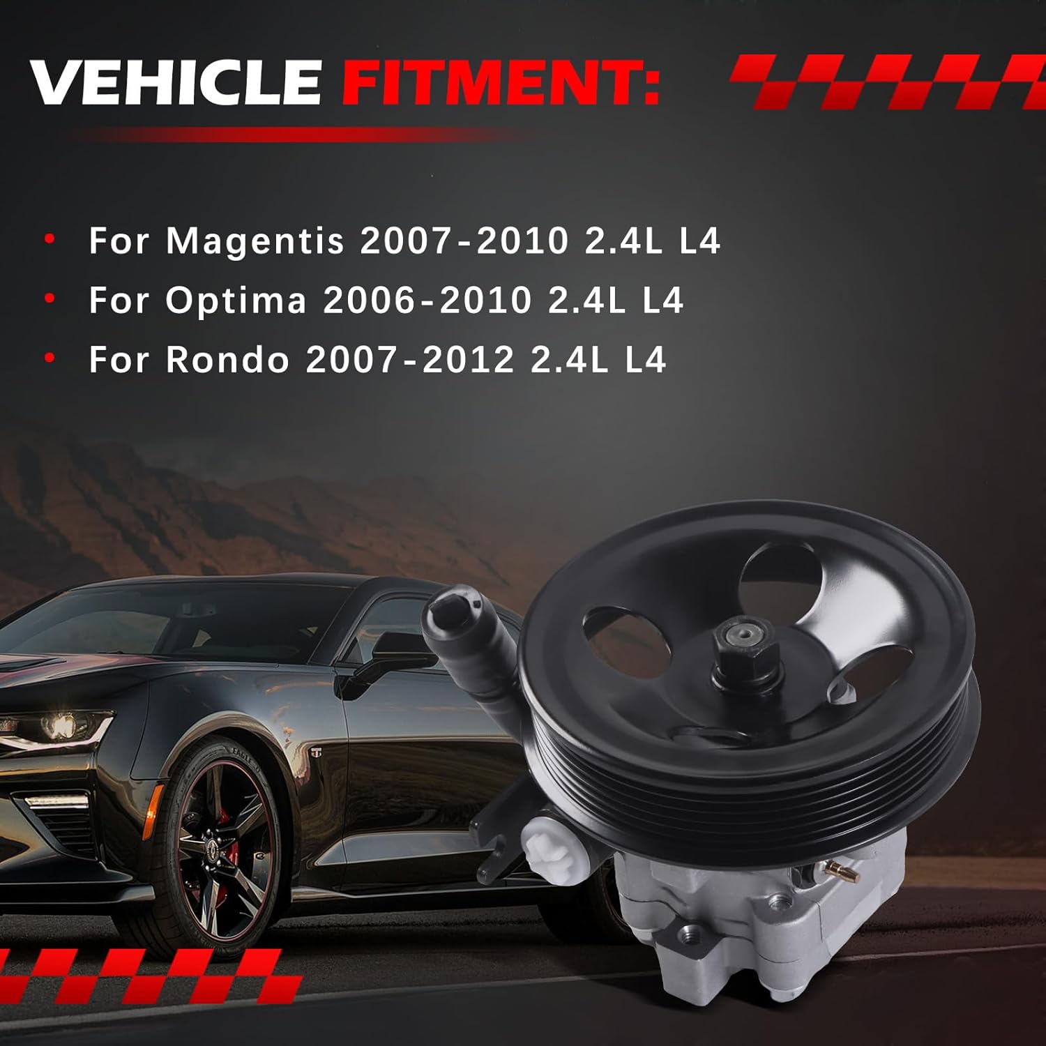 96-148 Power Steering Pump Fit for Magentis 2007-2010 for Optima 2006-2010, for Rondo 2007-2012 2.4L L4, Power Assist Pump Replace for 96148, 571002G000