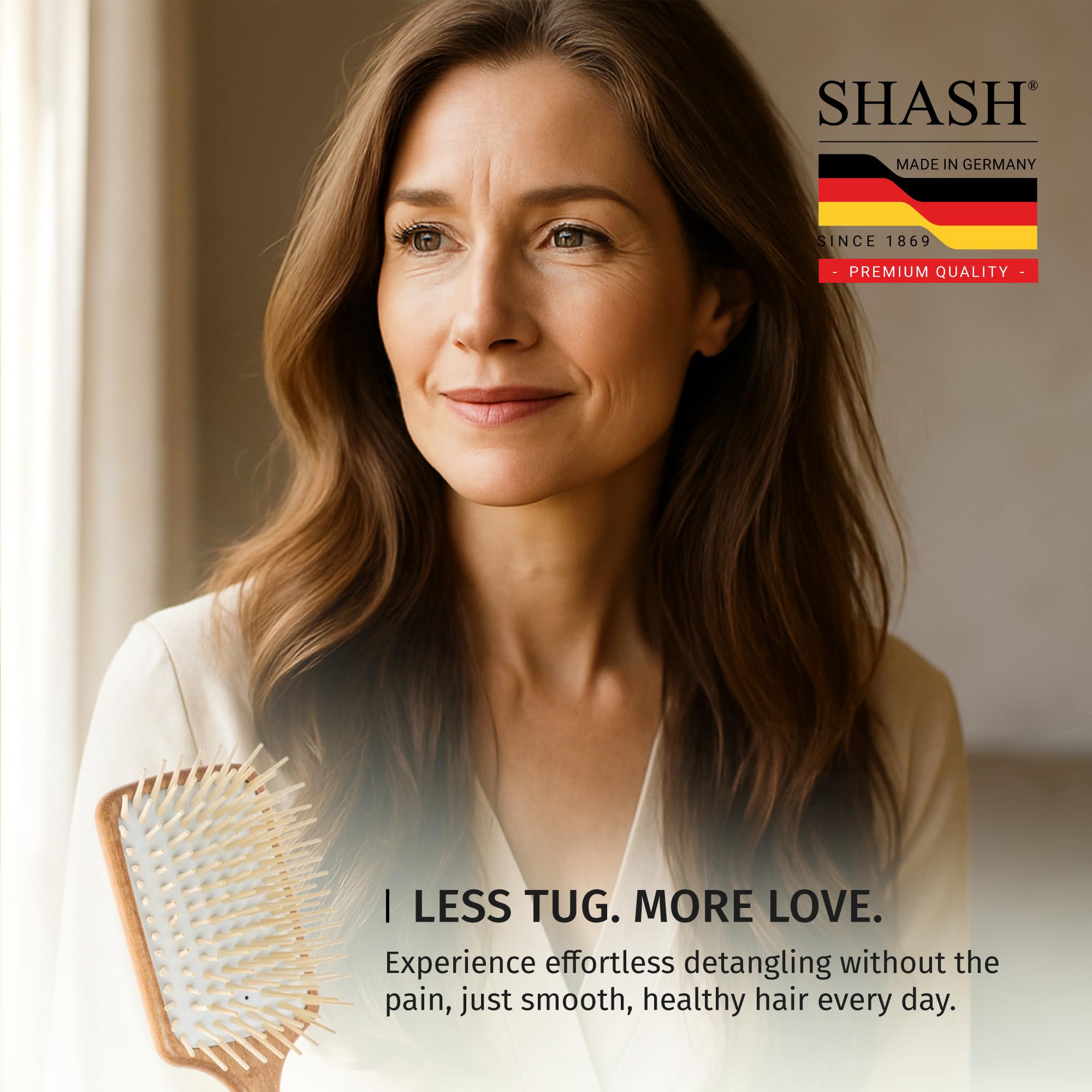 SHASH - Cepillo de pelo para extensiones de cabello, cabello grueso y rizado, desenredante con pasadores largos y cojín de goma, ayuda a desenredar nudos, eliminar el encrespamiento, reducir los