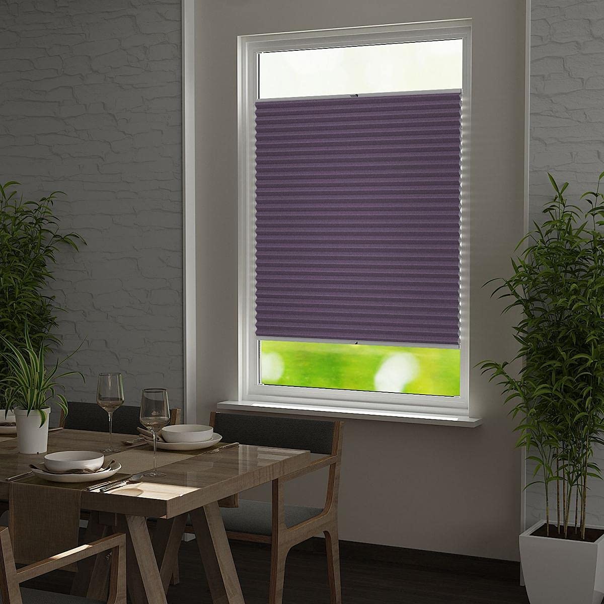 Thermo Wabenplissee ohne Bohren | Waben-Plissee Klemmfix | Plissee 100x100 für Türen & Fenster | Sonnenschutz, Sichtschutz, Schallschutz, 100% Verdunkelung