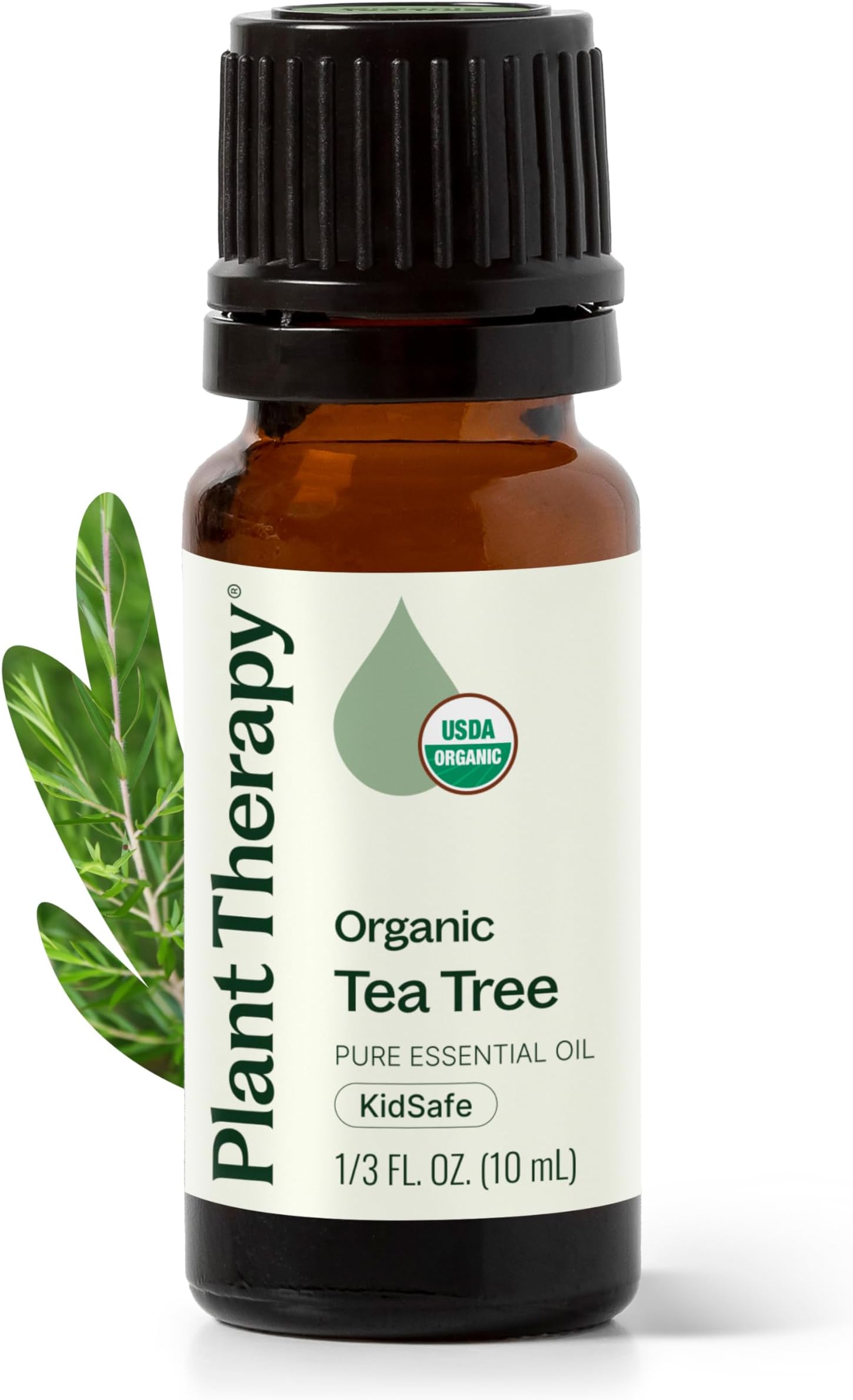 Organic Tea Tree Oil (Melaleuca) 100% Pure, USDA Certified Organic, Undiluted, Natural Aromatherapy for Skin, Hair, and Toenails, Therapeutic Grade 10 mL (1/3 oz)