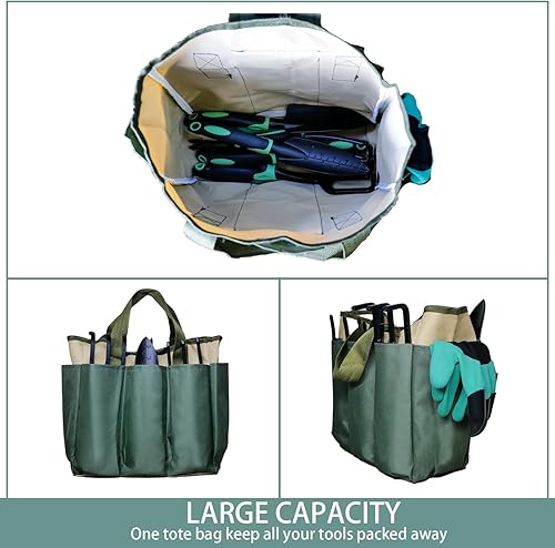 Miniatura 5 de Bolsa de herramientas de jardín para herramientas de jardinería, bolsa de herramientas de mano de jardinería con 8 bolsillos profundos y velcro,
