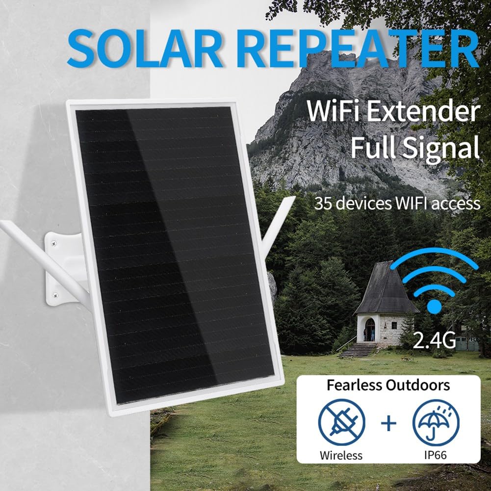 Extensor de Rango WiFi con Energía Solar de 5 V, Repetidor WiFi con Batería 18650 Incorporada, Amplificador Inalámbrico 4G, Enrutador Solar IP66