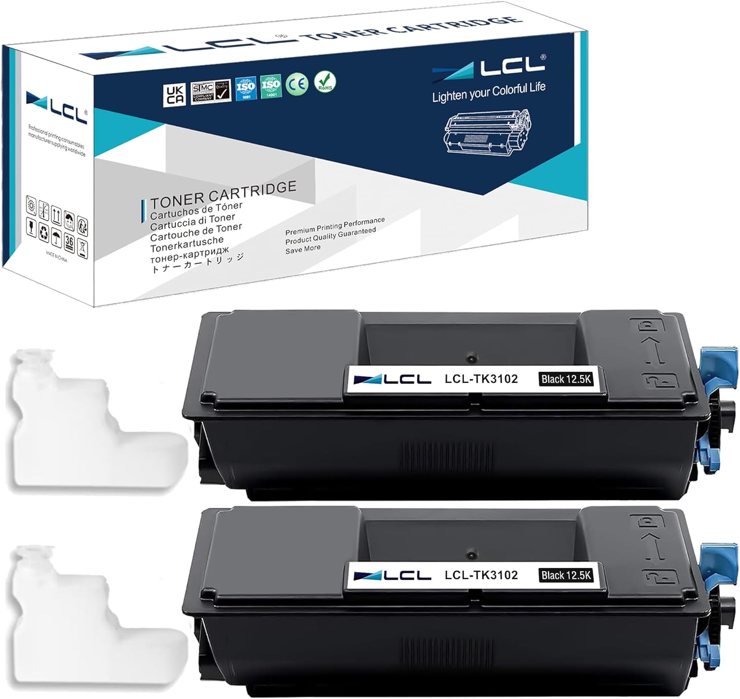 LCL Compatible Toner Cartridge Replacement for Kyocera TK3102 TK-3102 1T02MS0US0 Ecosys M3540dn M3540idn M3040dn M3040idn Mita FS-2100DN FS-2100D (2-Pack Black)
