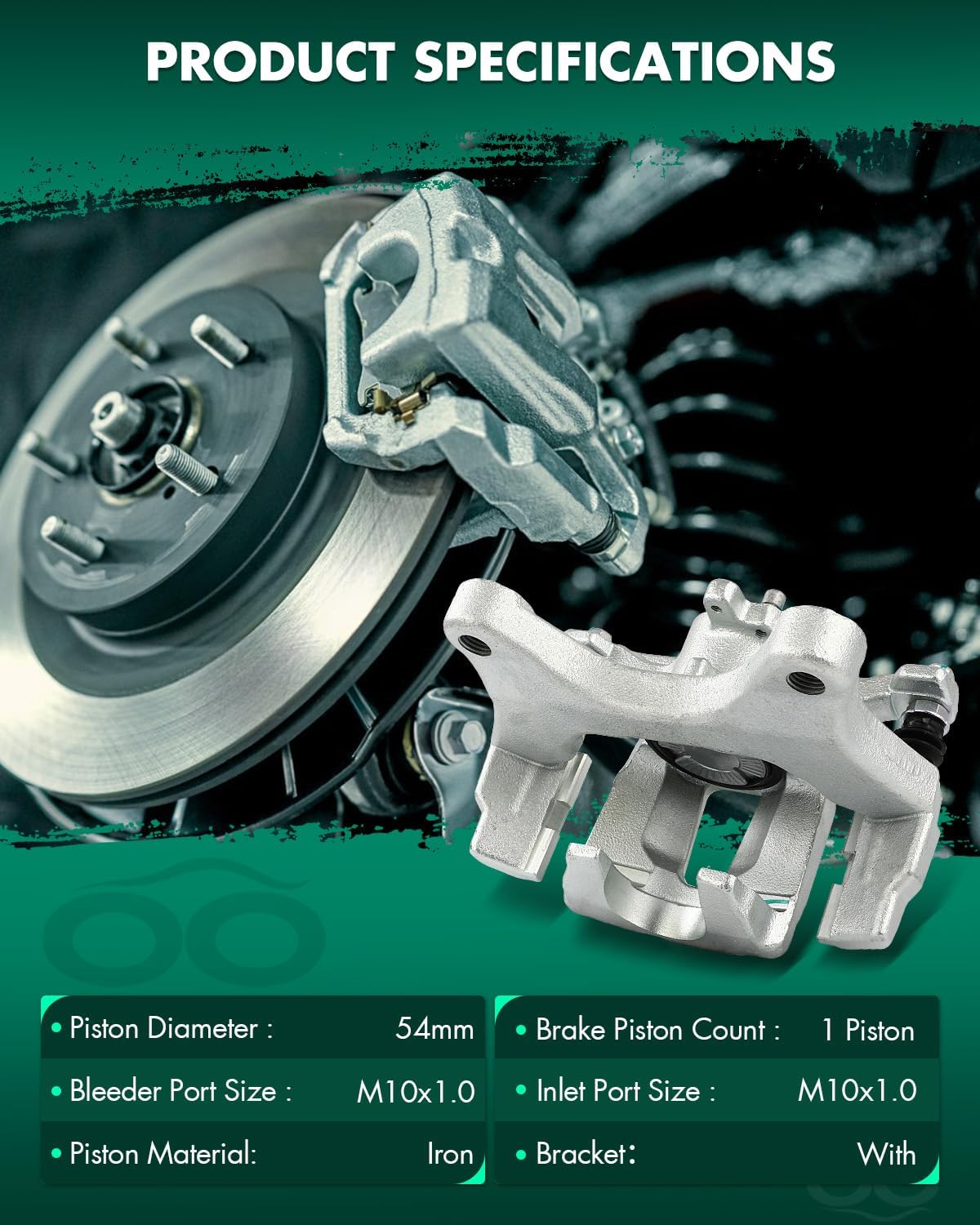 SCITOO 18B5501 Rear Left Disc Brake Caliper w/Bracket Fit For Ford For F-150 2015-2017, Single Piston
