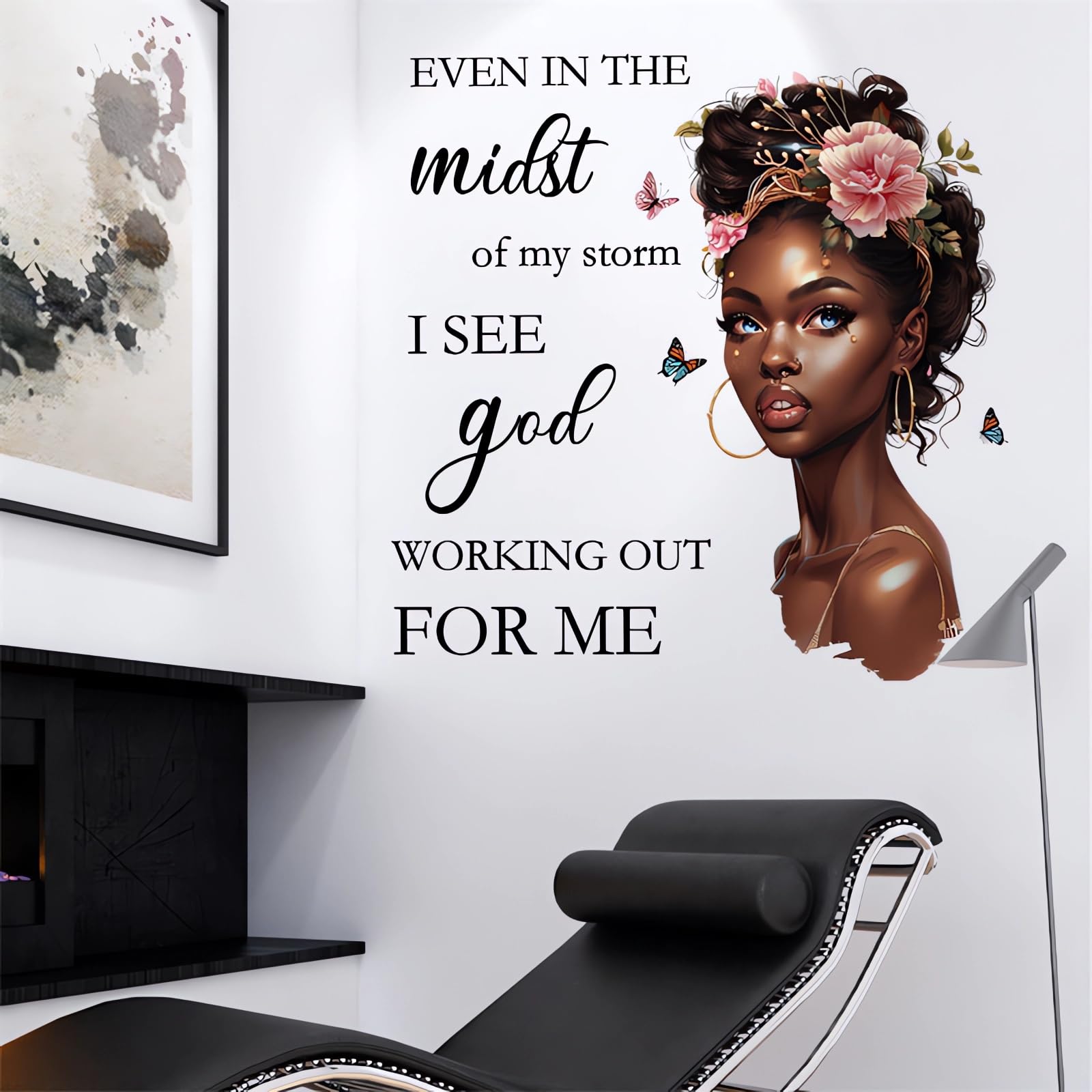 Black Girl Wall Stickers, sacinora Inspirational Quotes Motivational Word Butterfly Wall Decals Removable Vinyl Peel and Stick for Afro Woman Kids