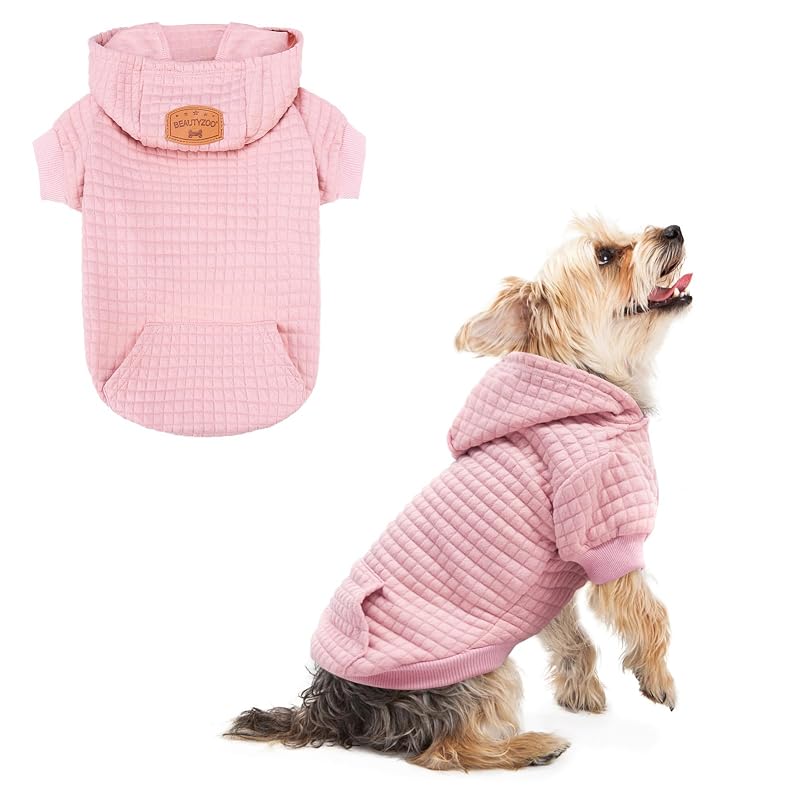 Moletom para Cães com Capuz em Tecido Texturizado Rosa BEAUTYZOO, XS