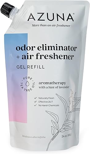 Miniatura 13 de Ambientador y eliminador de olores Azuna en gel para olores fuertes, recarga de 24 oz con aceite de árbol de té A base de plantas y de larga