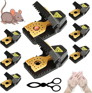 professionelle rattenfalle schlagfallen 9 Stück mausefalle testsieger tödlich effektiv, Wiederverwendbar mausfallen für drinnen und draußen mäusefalle(2 große & 6 kleine) Kunststoffzange inklusive