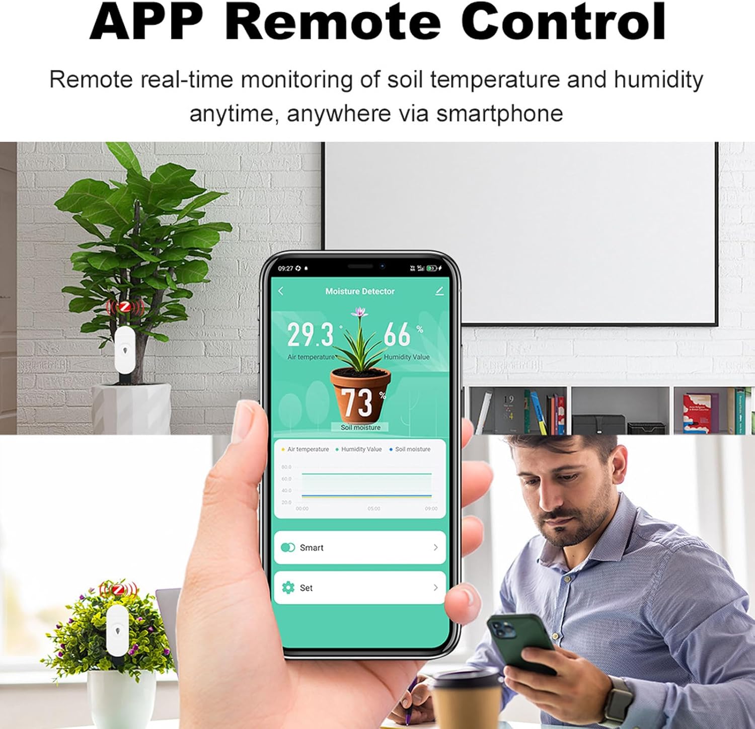 Humidity Temperature Tester Remote Garden Automation Irrigation Detector Meter for Home Garden Humidity Temperature Tester