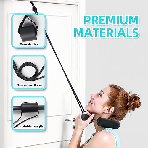 Miniatura 3 de Dispositivo de tracción cervical para uso doméstico, correa ajustable para estirar el cuello sobre la puerta para aliviar el dolor y descompresión
