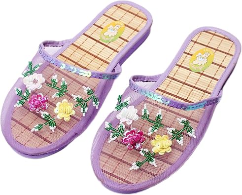 Zureto Chinese Mesh Slippers for Women, New Chinese Mesh Bamboo Flats Slippers Sandal
