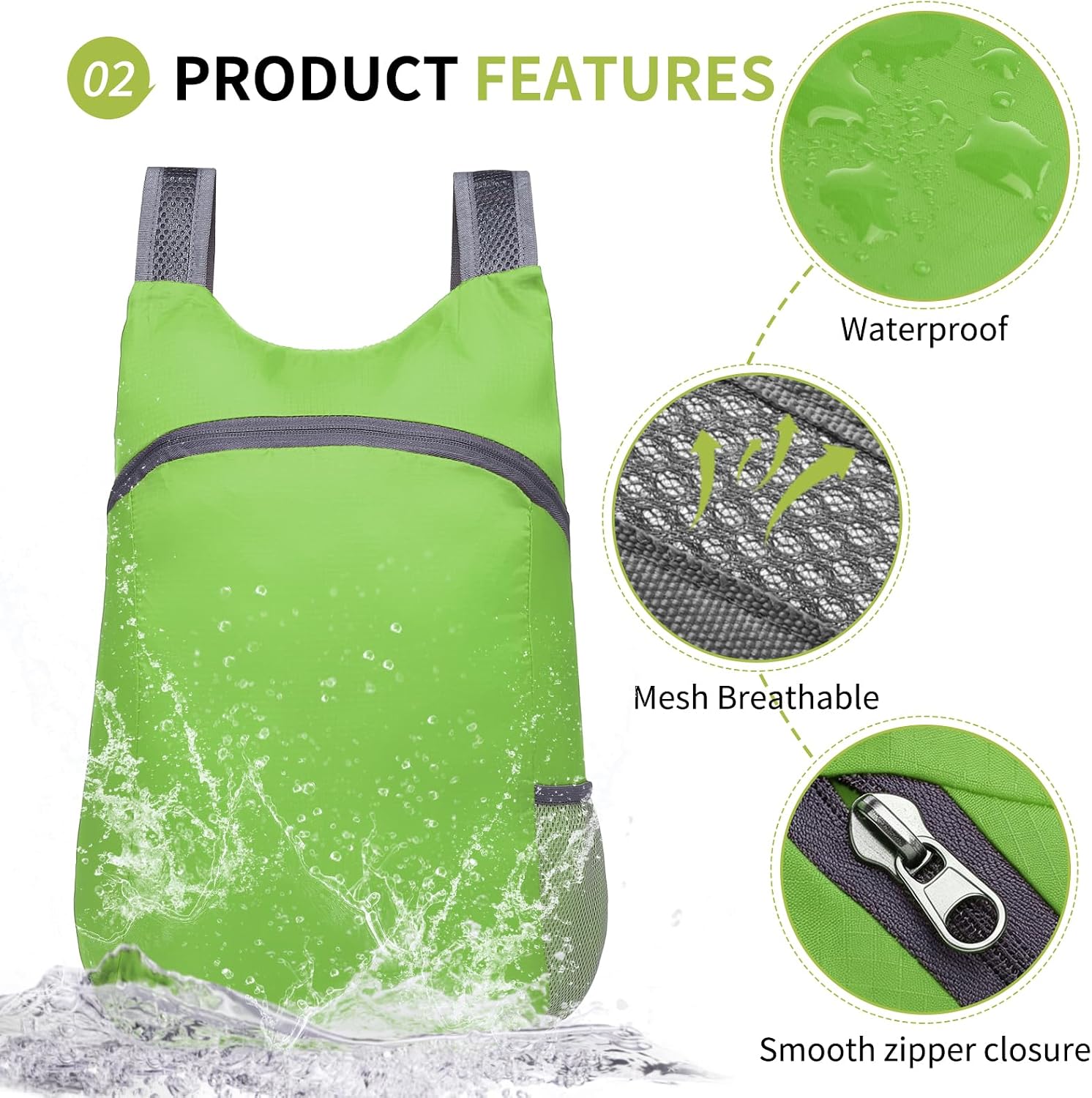 Ultra Lightweight Hiking-Daypack,Foldable Travel Packable Backpack image 4