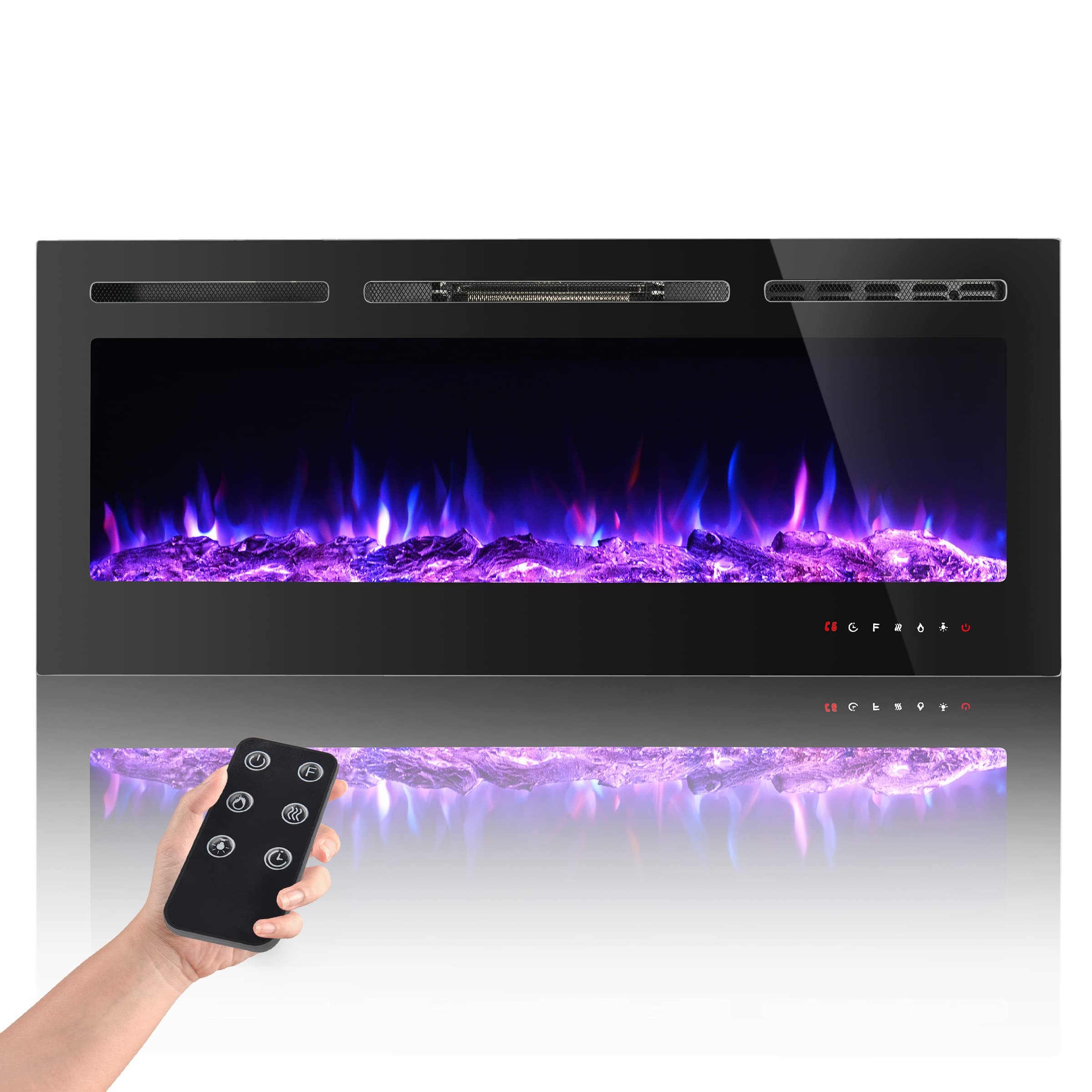 Amazon.com: 60 Inches Recessed Electric Fireplace Insert, 9 Levels  Adjustable Flame Brightness Energy Saving Heating Electric Fireplace Heater  W/ Touch Panel, Remote Control, Sleep Mode, 2 Heating Options, Black : Home  u0026 Kitchen