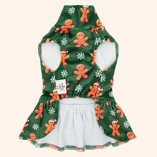 Miniatura 96 de CuteBone - Vestido de terciopelo para perro, cuello alto, falda de cachorro de búfalo rojo, traje de mascota, ropa de gato con lazo para el pelo