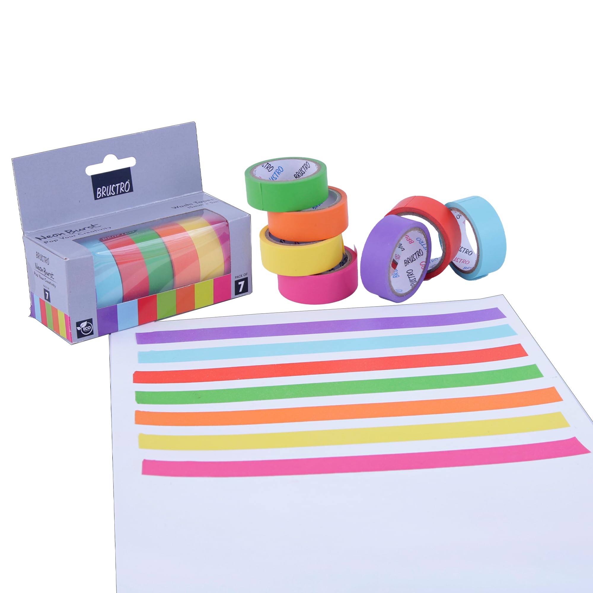 Brustro Neon Washi Tape Set - Vibrant Crafting -5