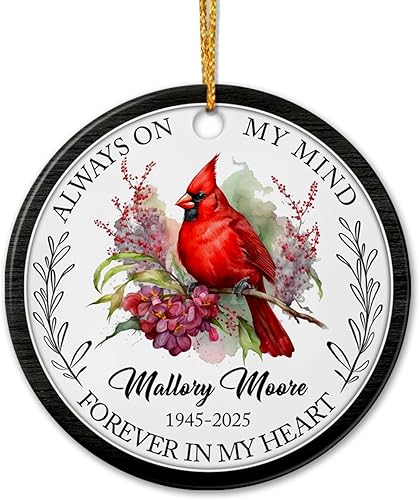 Vista 47 de Adorno de cerámica con cardenal personalizado en memoria amorosa, los seres queridos pueden dejar este mundo pero nunca dejan nuestros corazones