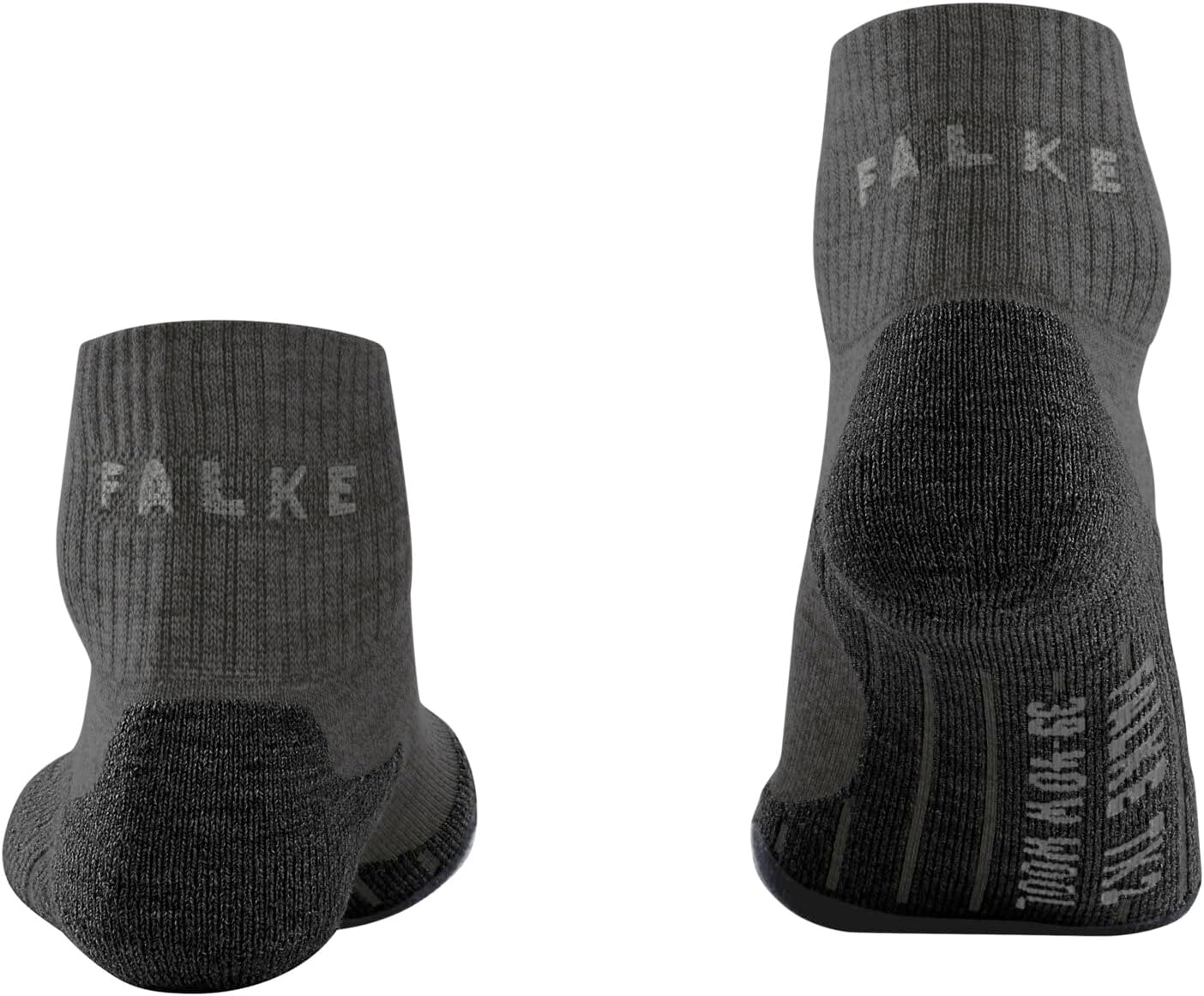 FALKE Women's TK2 Explore Wool Short Hiking Socks, Ankle Length, Medium Padding, Breathable Quick Dry, Merino Wool, Grey (Smog 3150), 8-9, 1 Pair