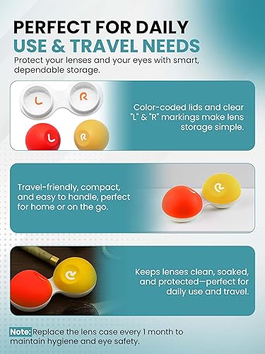 Miniatura 2 de SPORTS WORLD VISION Lentes de contacto Almacenamiento de Viaje Estuches planos Agarre Suave a Granel Comprar Caja Tornillo Top Marcada R & L  1 Pcs