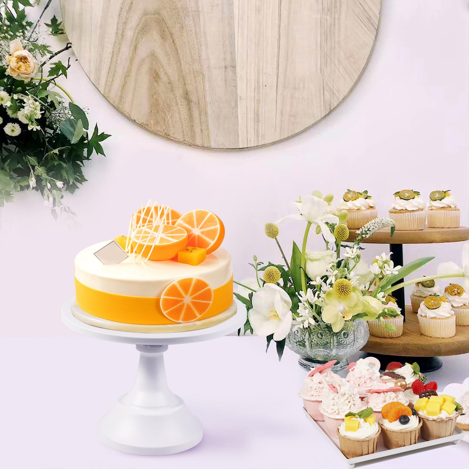 Set Di 5 Alzate Per Torte E Vassoi In Metallo Bianco – Piatti Rotondi E Quadrati Per Dessert, Decorazioni Da Tavola Per Matrimoni E Feste
