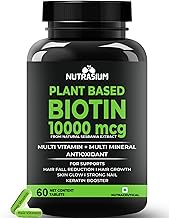 Nutrasium Plant Based Biotin, Collagen Booster, Keratin Builder with Amino Acid and Minerals | For Hair, Skin & Nail Radiance | Hair Vitamin (Biotin Collagen Booster Blend- 60 Tablets)
