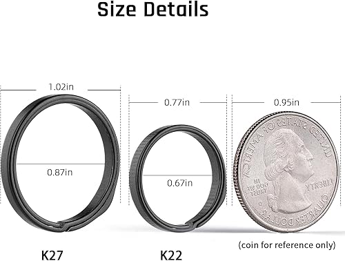 Miniatura 9 de TISUR Llavero de titanio, elegante kit de anillos divididos de empuje lateral de liberación rápida para llaveros, llavero resistente para placa de
