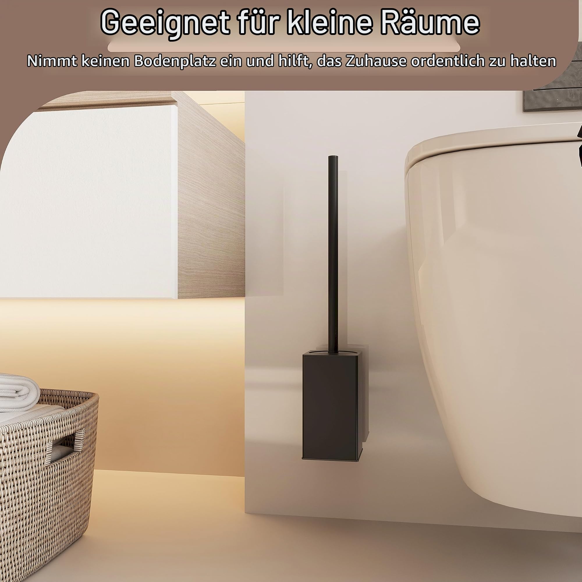 bgl WC-Bürstenhalter zur Wandmontage, 2 Stück Verpackt, Matt Schwarz Toilettenbürste, Metall