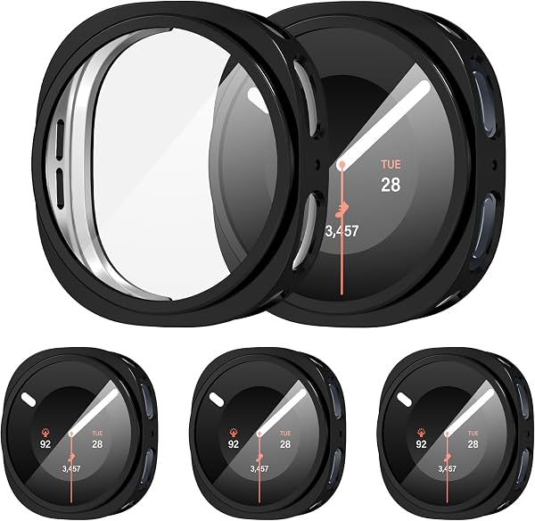 Suoman para Samsung Galaxy Watch 9 44mm Protector de Pantalla Funda-Negro*3 | Paquete de 3, Cubierta Protectora TPU HD Suave, Resistente a Arañazos, Bumper Electropilado Alrededor Cubierta Protectora