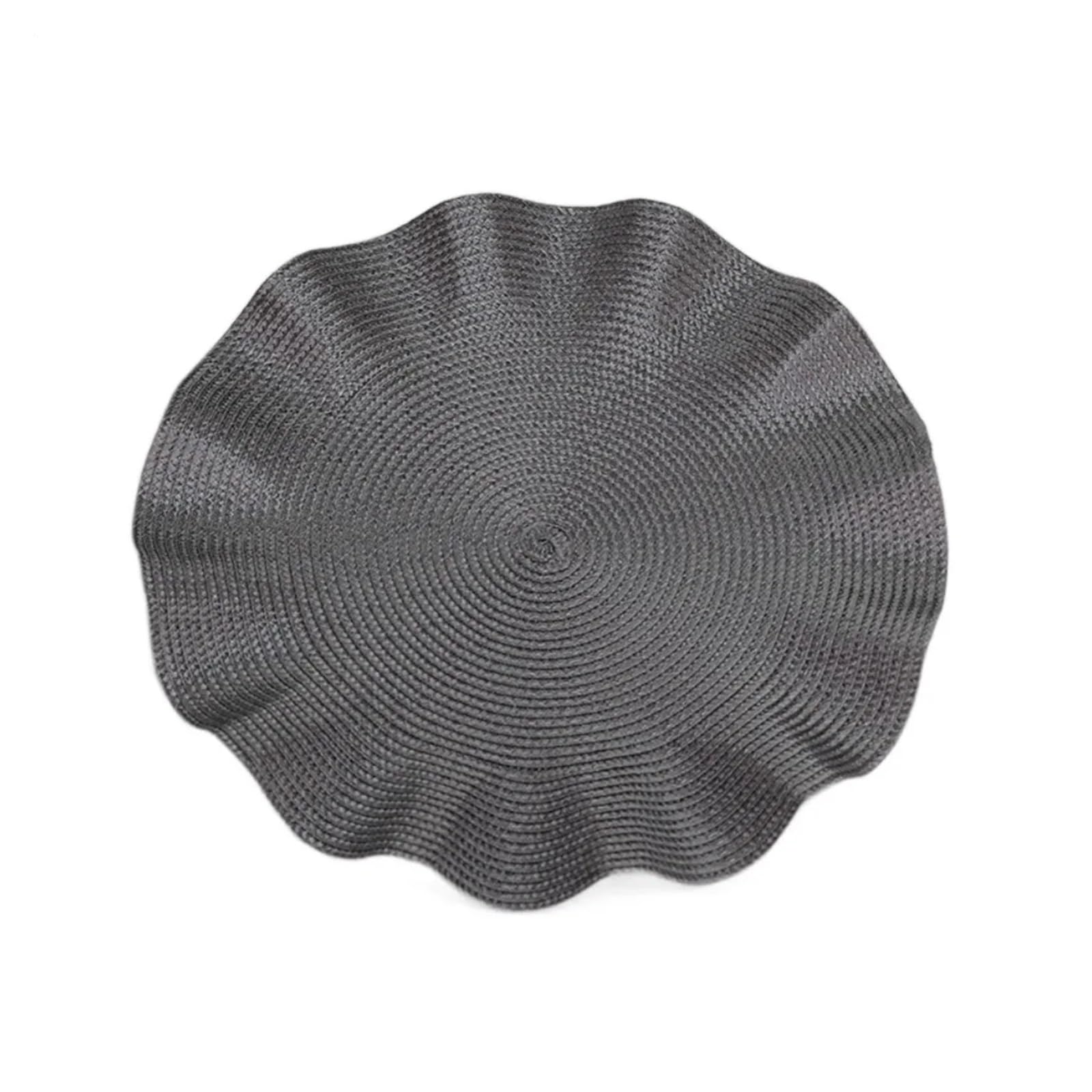 Dessous de verre pour restaurant avec napperon ondulé lavable et tapis de table rond gris
