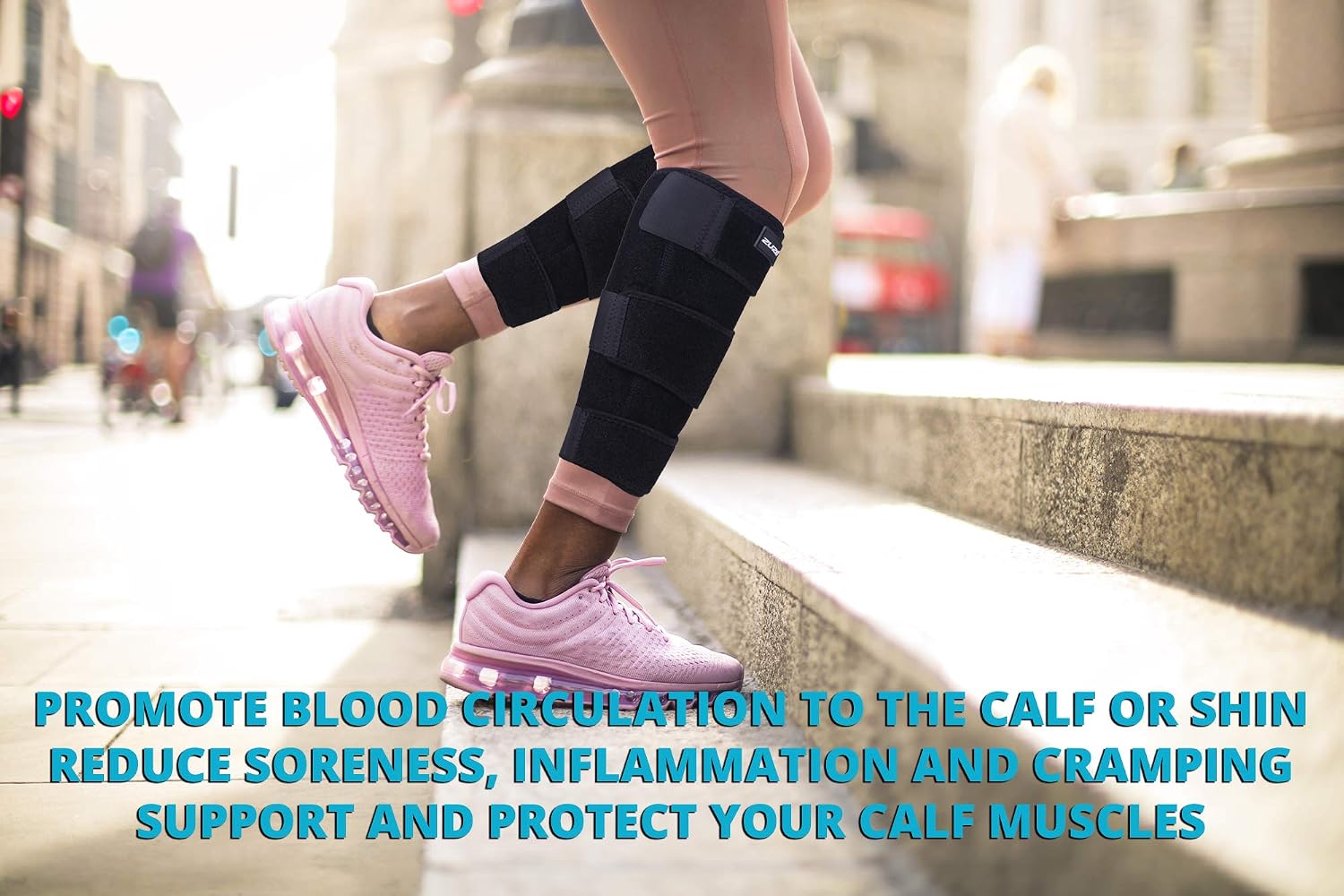 2U2O Calf Brace (Pair) - Adjustable Shin Splint Compression Support for Calf Pain Relief, Recovery, Sprain, Swelling, Tennis Leg, Lower Leg Wrap - Calf Sleeve for Men or Women - Universal Size