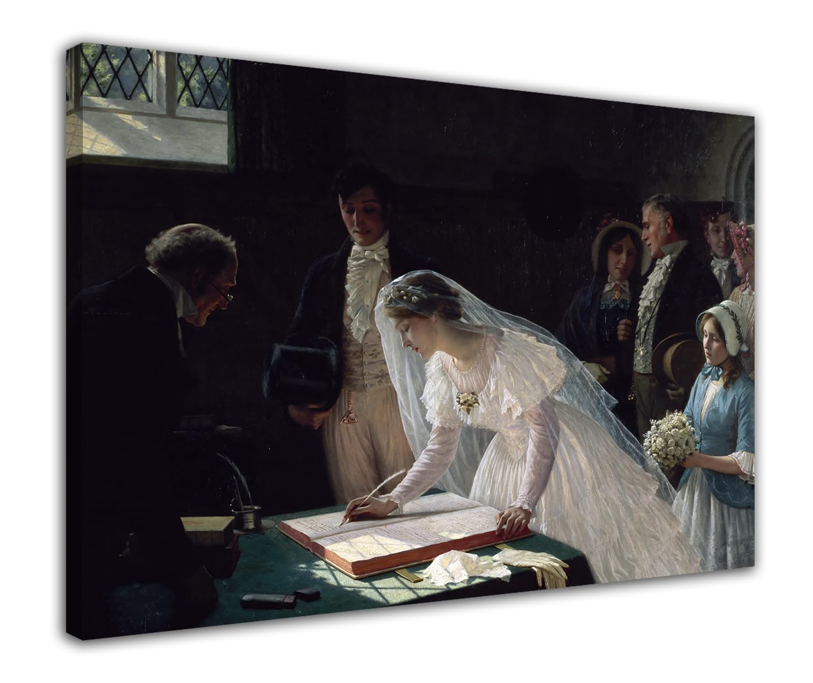 HOPHEMA Edmund Blair Leighton Painting The Wedding Register Poster Print Canvas Wall Art Decor Picture (24x36inch(60x90cm),Framed)