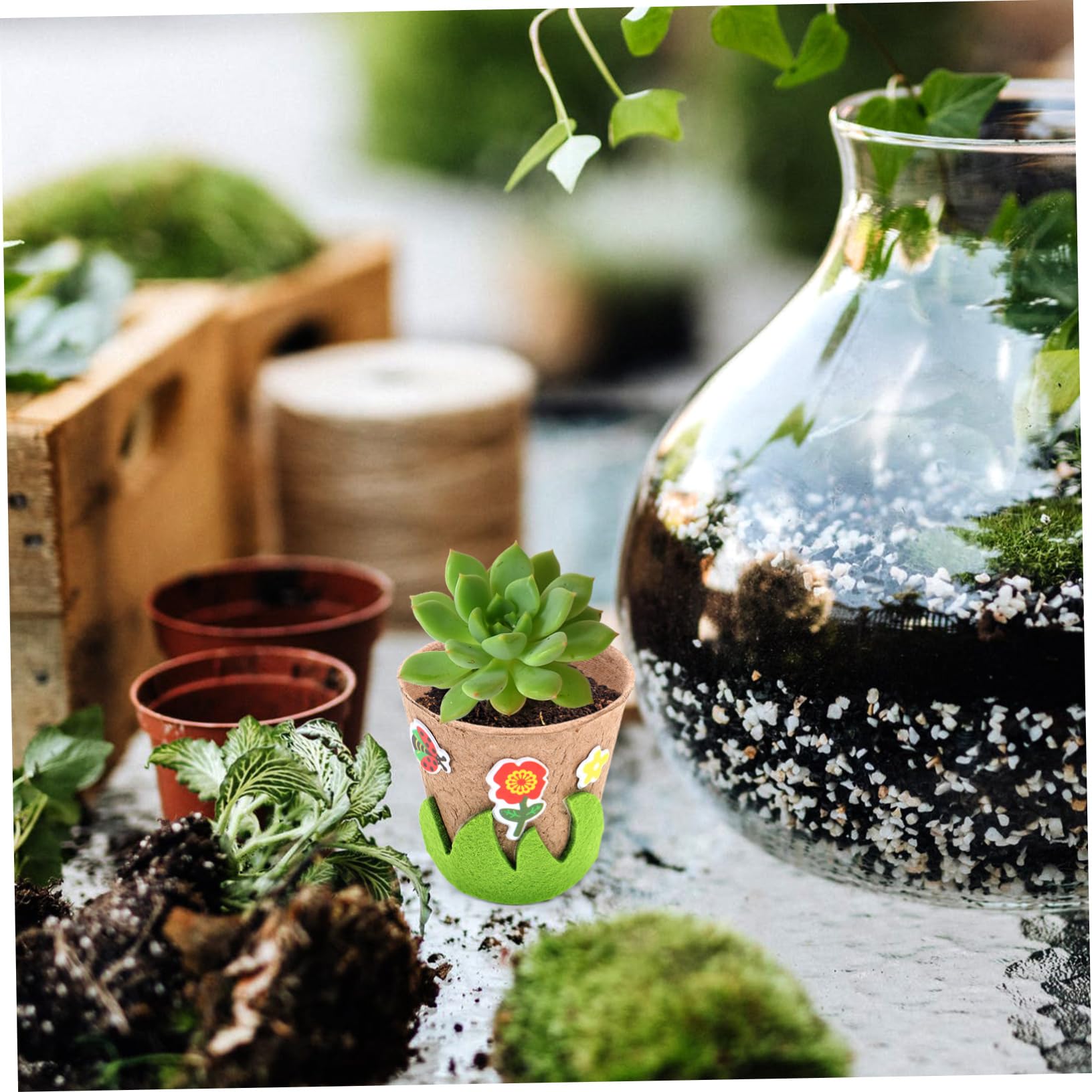 UPKOCH 4sätze Pflanztöpfe Mit Aufkleber Umweltfreundliche Pulp-töpfe Für Garten Und Blumen Bastelset Für Kreative Projekte Und