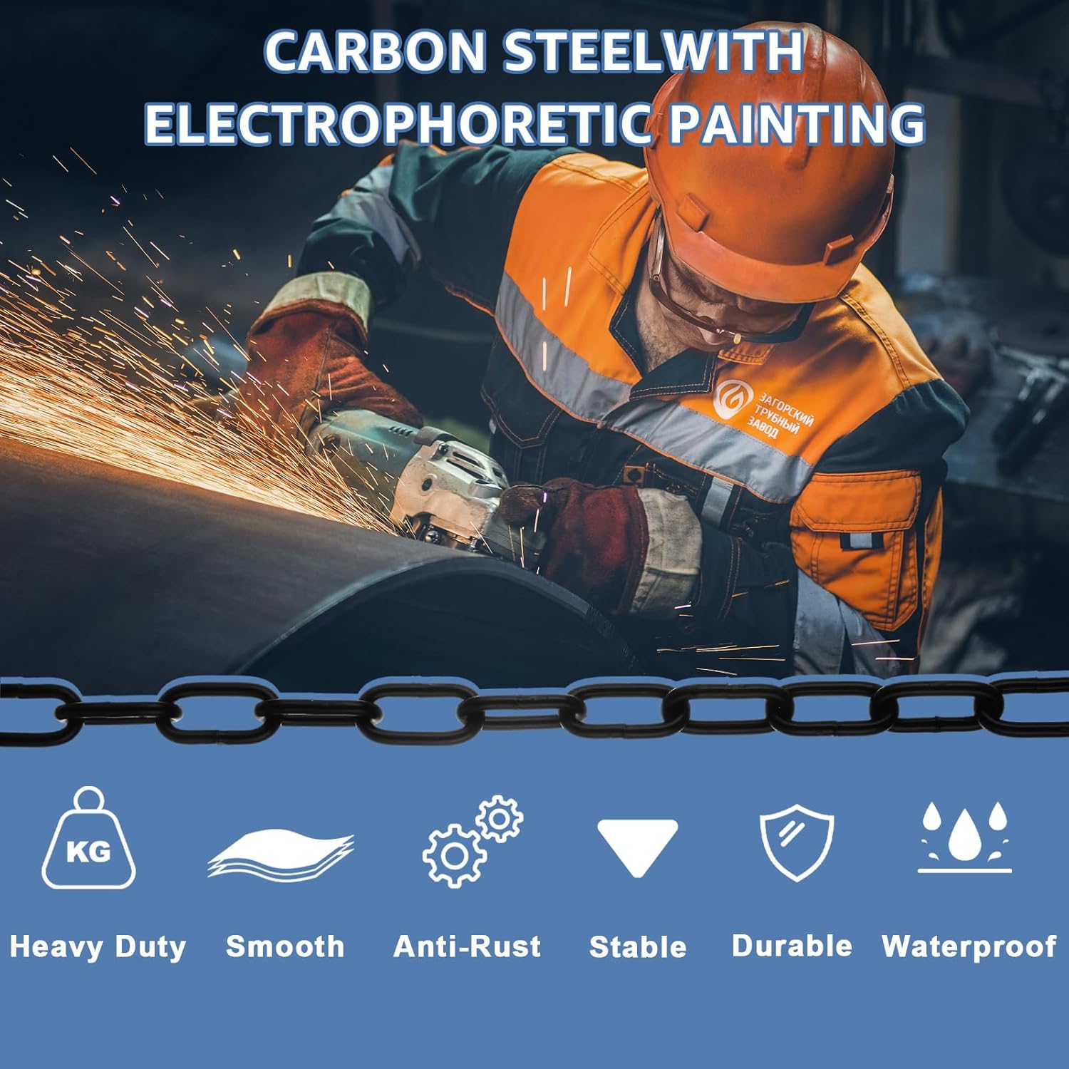 29.5 ft Long Black Chain Link 5/32" Heavy Duty Chain Bulk Metal Decorative Chain for Hanging Plants, Basket, Picture Carbon Steel Gate Chain for Outdoor Fence, Punching Bag, Clothes, Dog Leash - Image 3