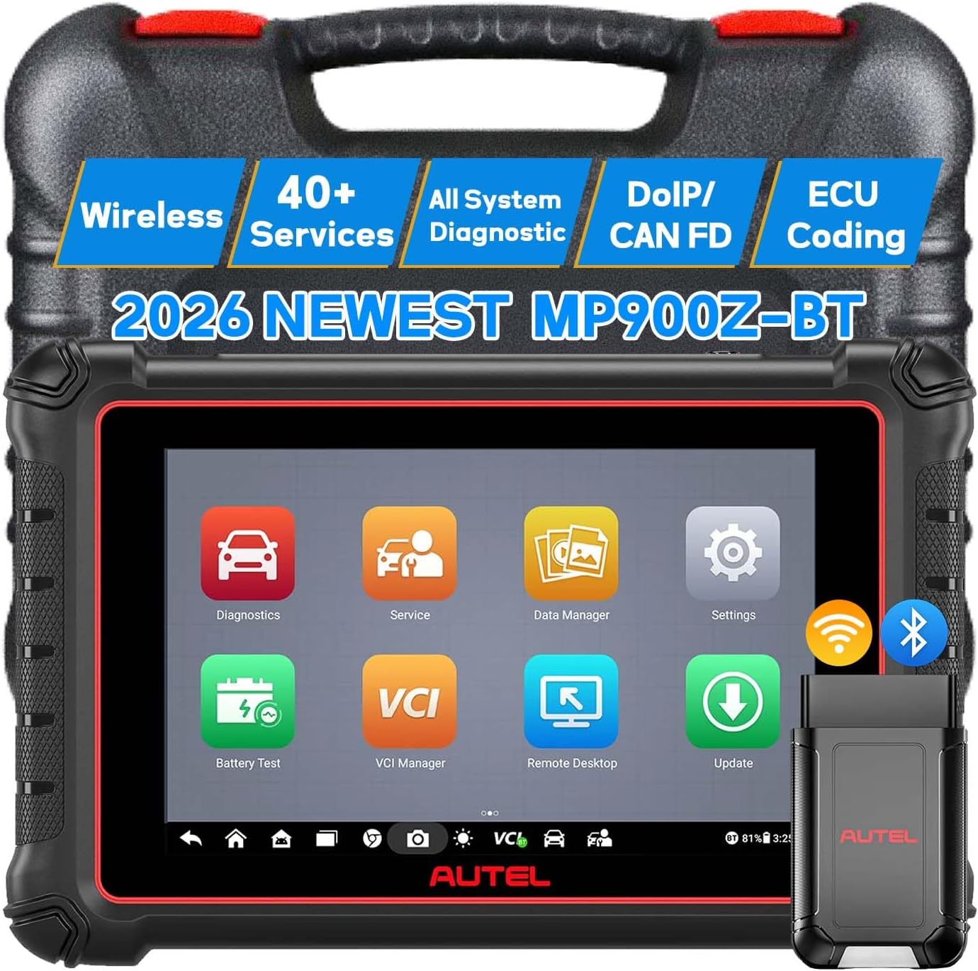 Autel Scanner MP900Z-BT 2026: Bidirectional OBD2 Scanner with ECU Coding & 40+ Services, Upgraded of MP900/MP900E, Wireless VCI150, DoIP/CAN FD, All-System Diagnostic Tool, Alternative to MS906 Pro