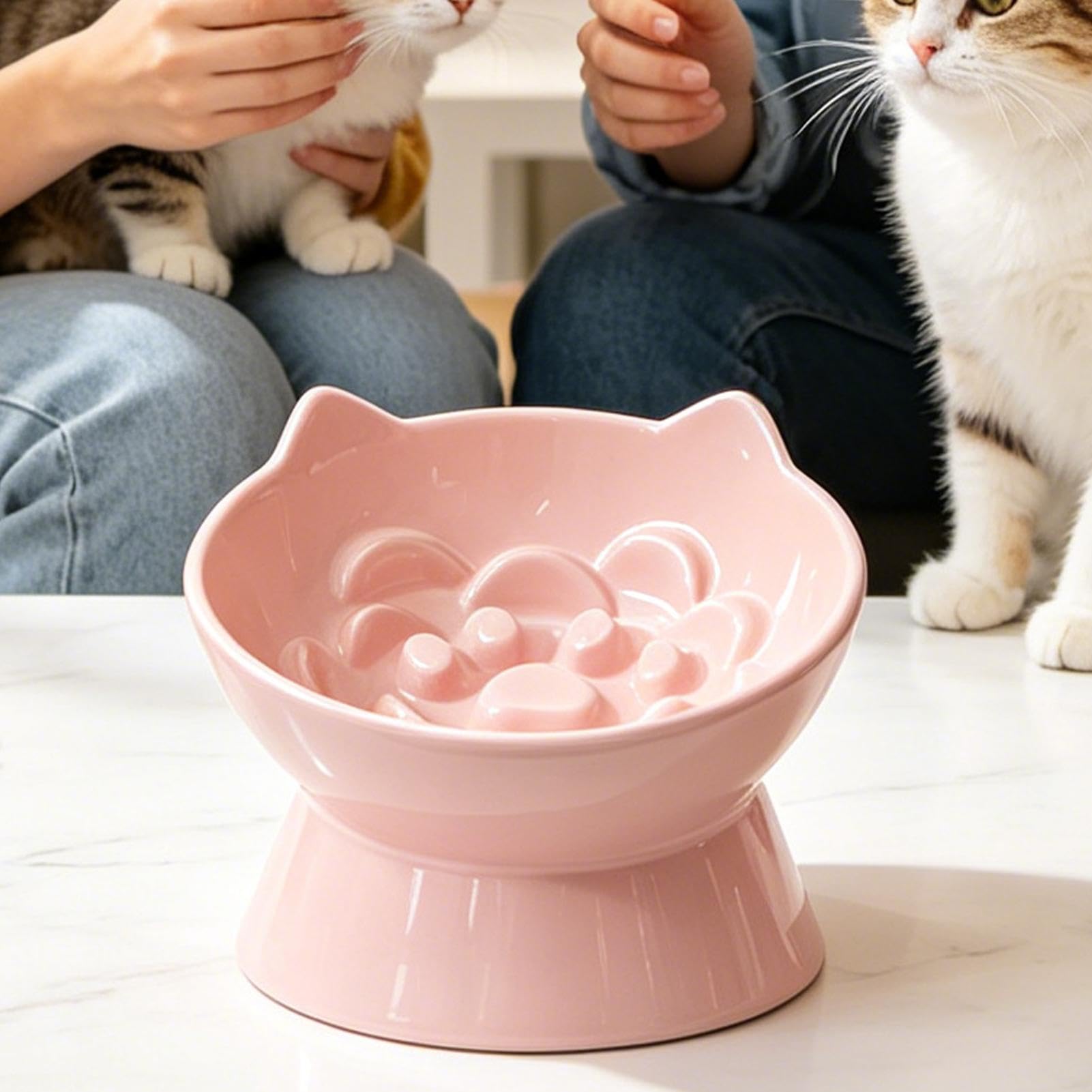 Gamelles Surélevées Chat Plat À Eau En Céramique | Gamelles Hautes Pour Chats Idéal Pour Salon, Salle À Manger, Cuisine, Maison, Terrasse, Appartement, Intérieur
