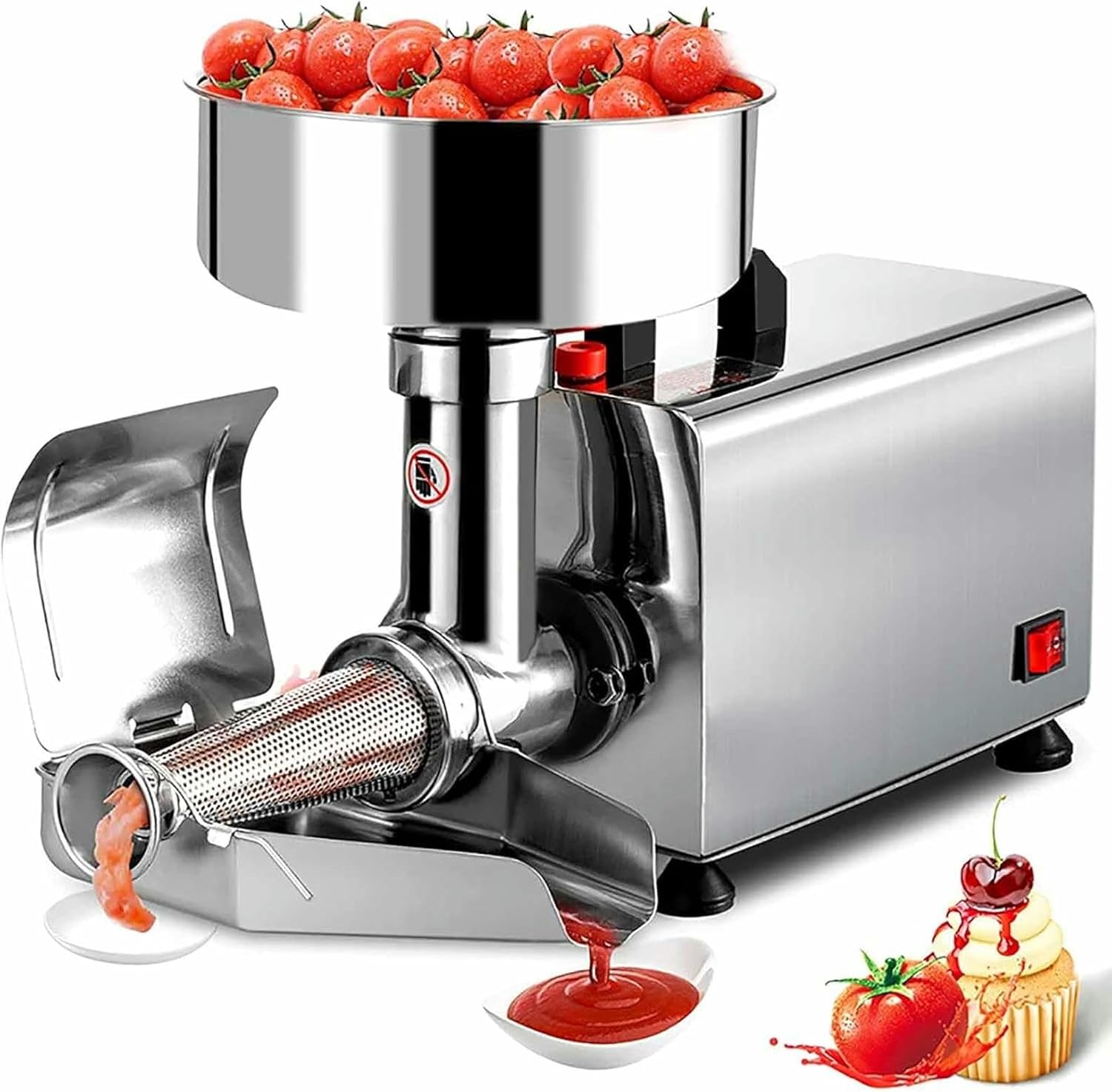 Electric Tomato Strainer, 450W Stainless Steel Milling Machine for Easy Tomato, Strawberry, and Blueberry Sauce Making-