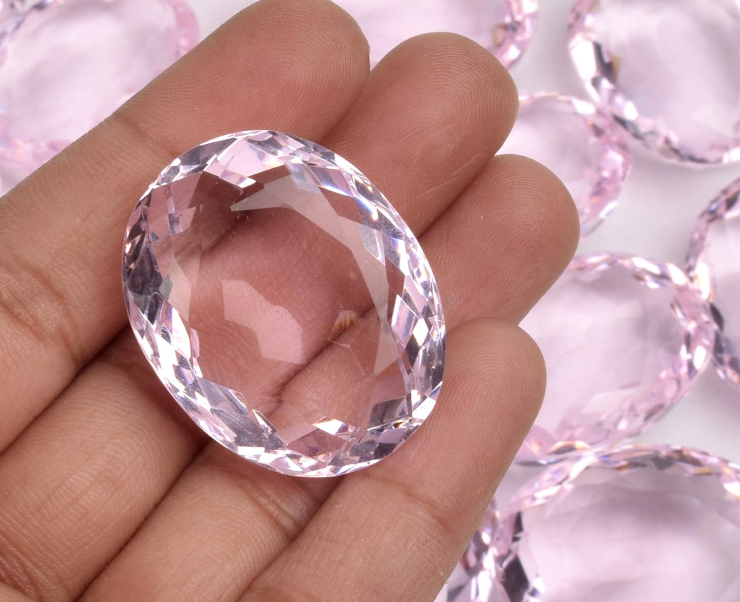 GEMHUB Brazilian Pink Topaz Set of 4 Piece Approx 200 Ct Oval Cut Faceted Stone for Jewelry Making Gemstone Beads