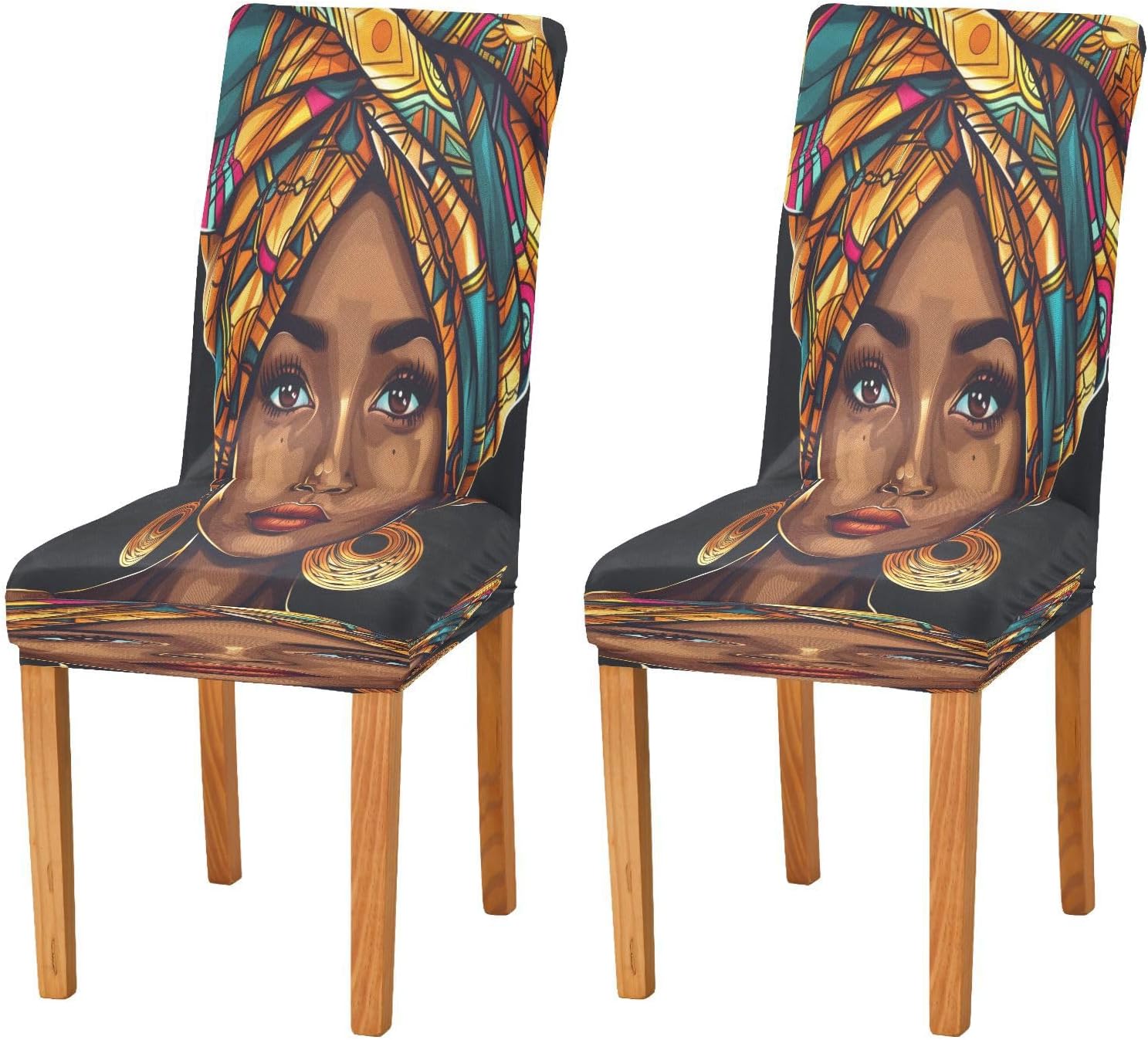 ALAZA Lovely American Woman Dining Room Chair Slipcovers Dining Chair Covers Parsons Chair Slipcover Office Chairs Stretch Chair Covers for Dining Room