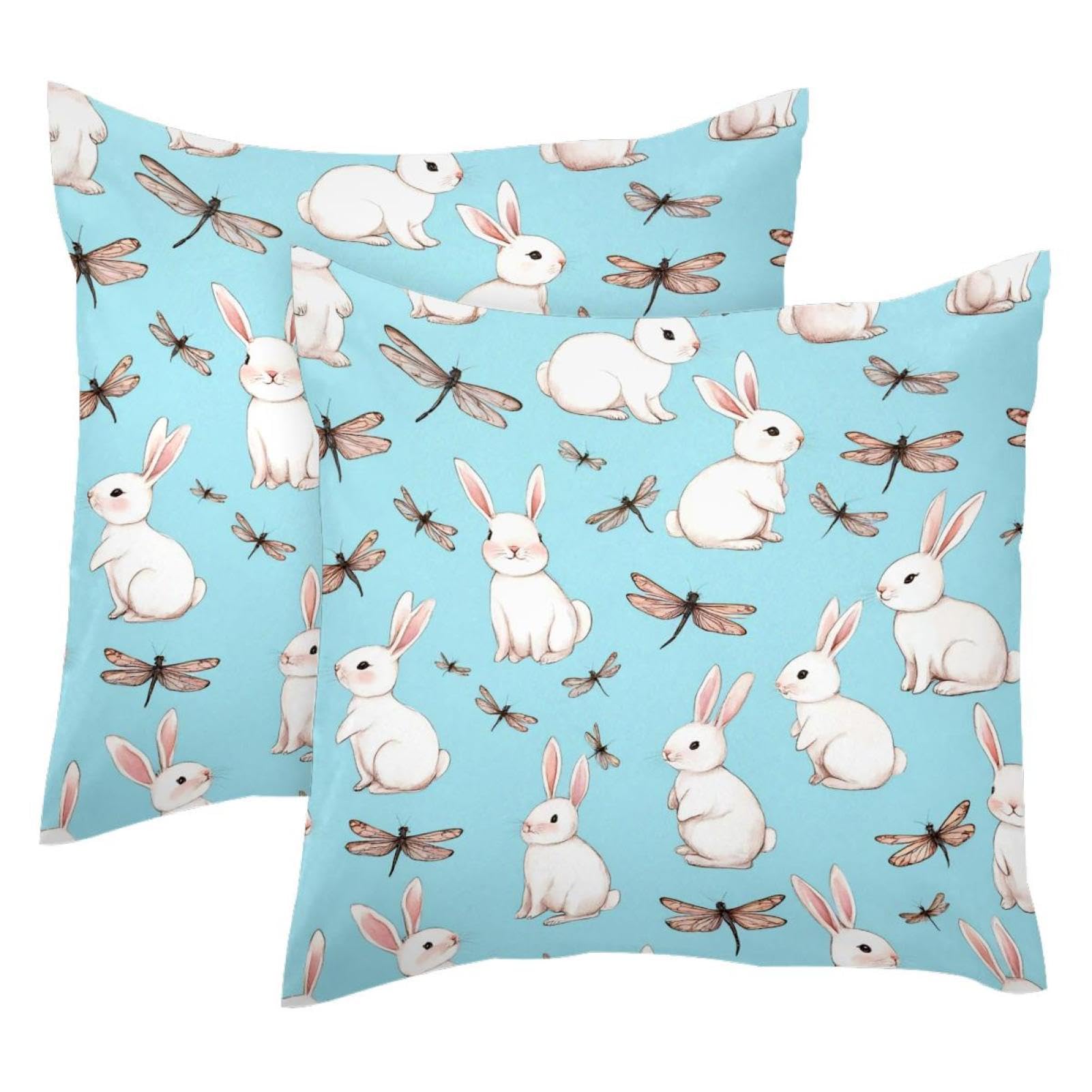 Housse de coussin en velours doux 50x50 cm au motif lapin élégant