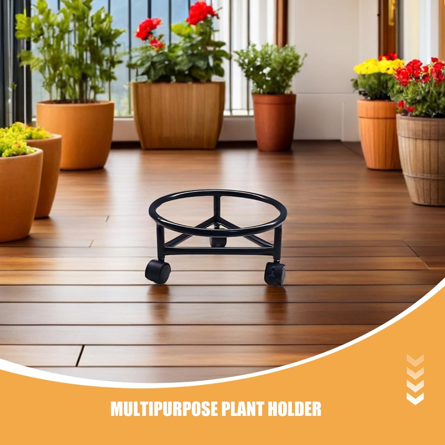 Plant Caddy Stand with 360° Wheels - Rolling Stand Heavy Duty Large Plant Cart Dolly with Casters for Large Planter, Garden Pot, Flower Pot, Black, 30cm/11.8"